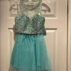 Glittering Aqua Formal Dress